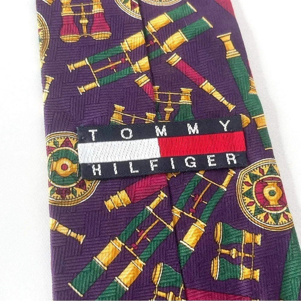 Tommy Hilfiger Tie Binoculars Print Purple Gold